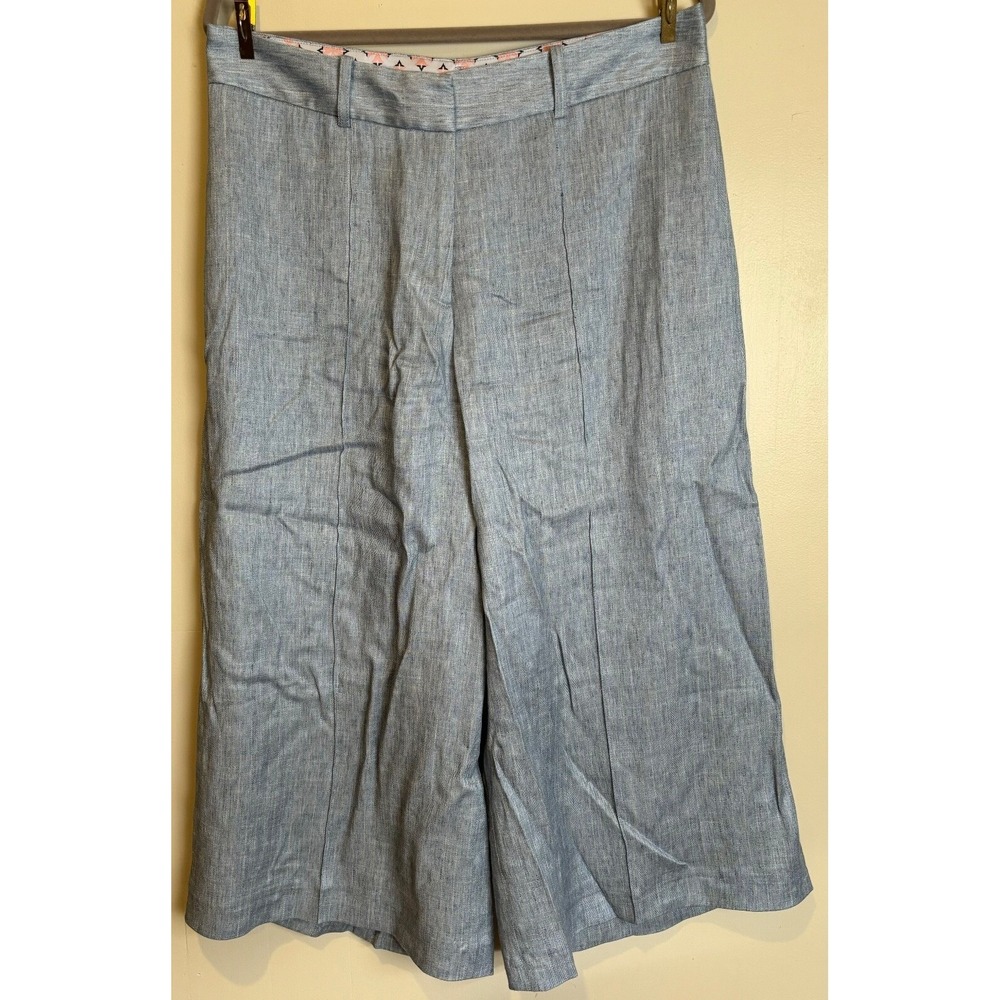 Ted Baker Charlia Crop Linen Lt Blue Women's Wide‎ Leg Zip/button closure